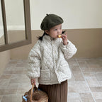 Girls Padded Cotton Clothes Fleece Thickened Floral Kids' Overcoat